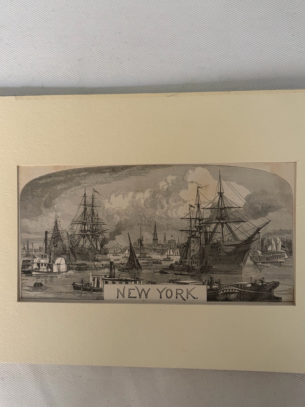 1870 New York Ship Harbor wood engraving from Swinton’s Geography 1870